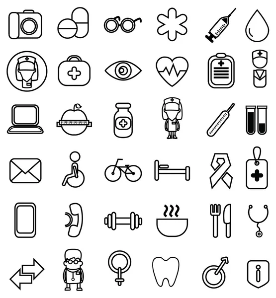 Conjunto de iconos médicos y de salud — Vector de stock