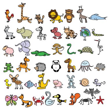 Karikatür doodle hayvanlar