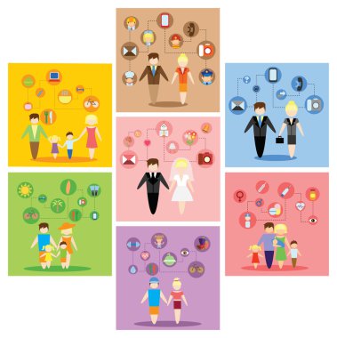 kavram düz Icons set