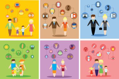 kavram düz Icons set