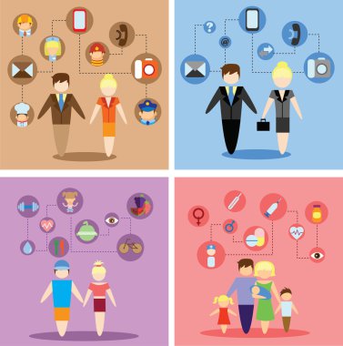 kavram düz Icons set