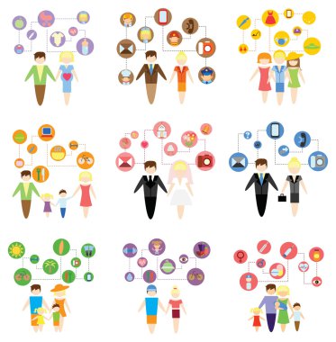 kavram düz Icons set