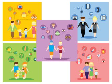 kavram düz Icons set