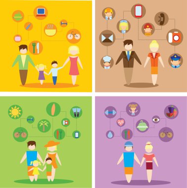 kavram düz Icons set