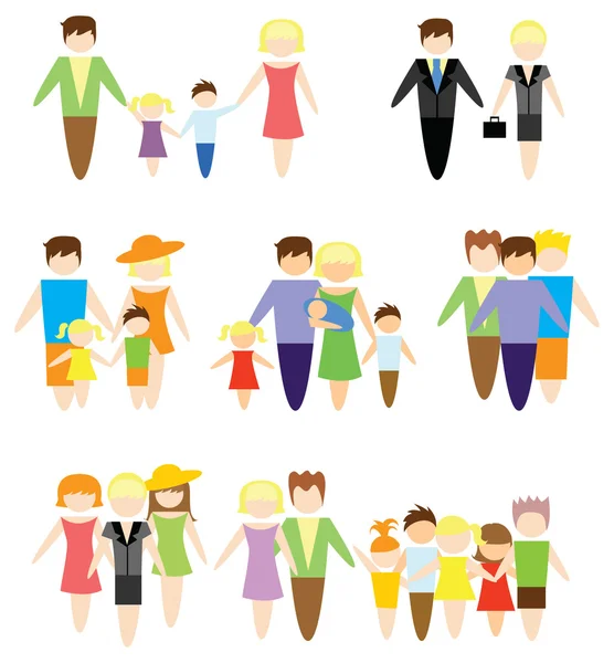 概念平面图标设置的家庭 — 图库矢量图片