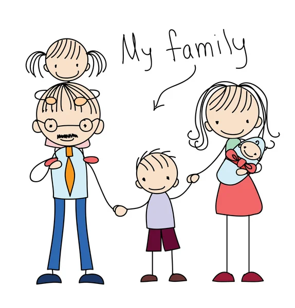 Imprimir familia feliz — Vector de stock