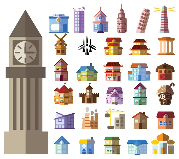 Different city icons — Stock Vector