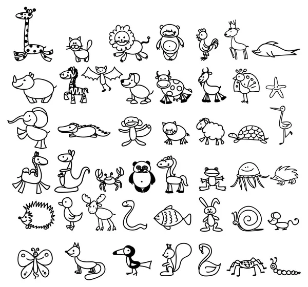 Children's animals drawings — Stock Vector