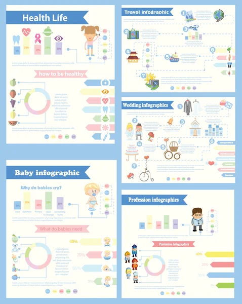 Set dari Infographics berbeda - Stok Vektor