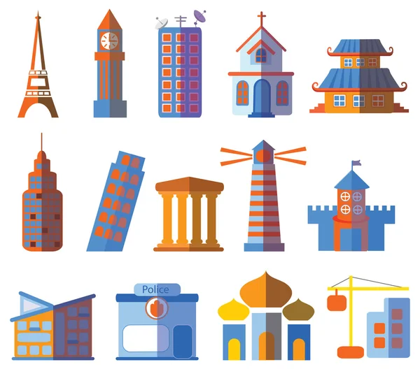 Diverse icone della città — Vettoriale Stock