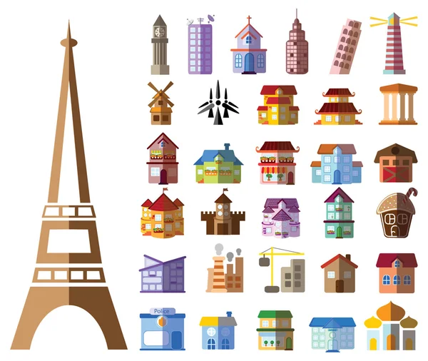 Different city icons — Stock Vector