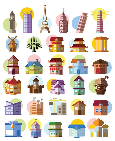 Different city icons — Stock Vector