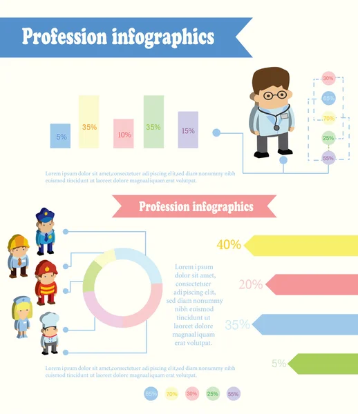 Konsep Infografis profesi - Stok Vektor