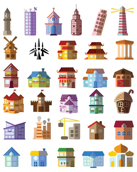 Different city icons — Stock Vector