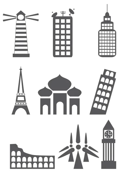 Différentes icônes de la ville — Image vectorielle