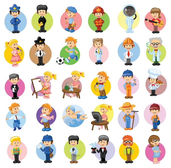 Personajes de profesiones de dibujos animados — Vector de stock