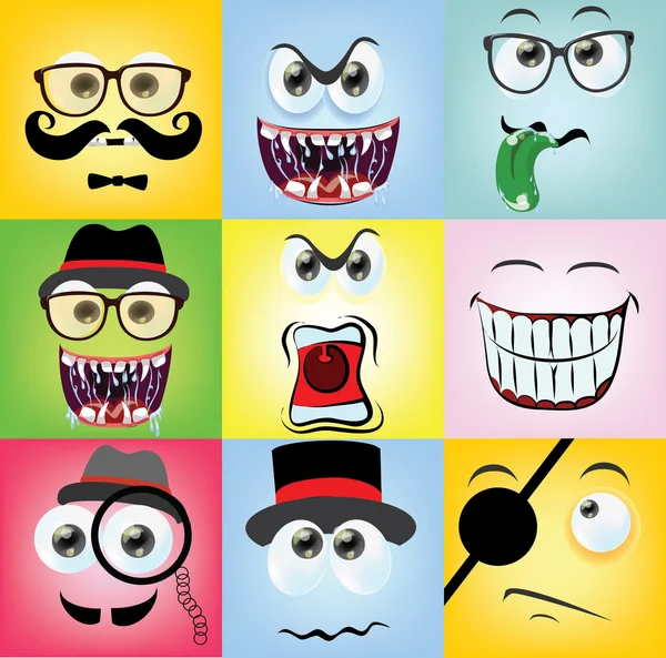 Faces with different emotions — Stock Vector