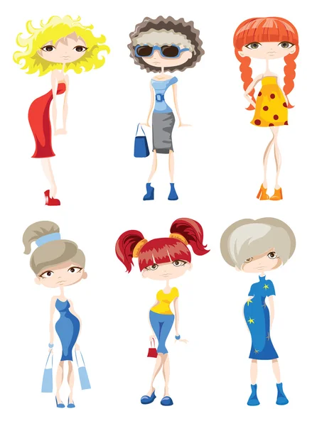 Dibujos animados chicas de moda — Vector de stock