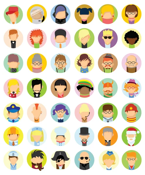 Iconos avatar en diseño plano — Vector de stock