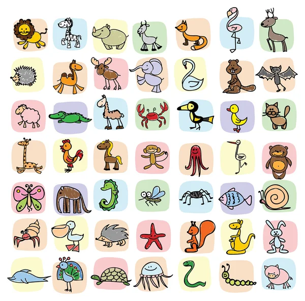 Animales de dibujos animados lindo — Vector de stock