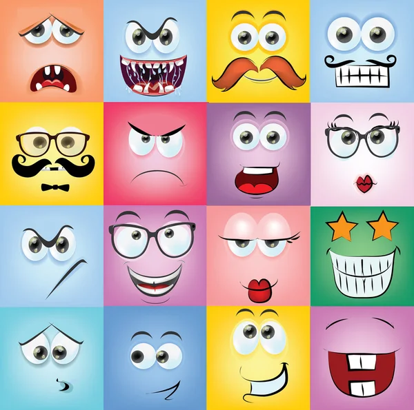 Cartoon emotions Set — Stock Vector