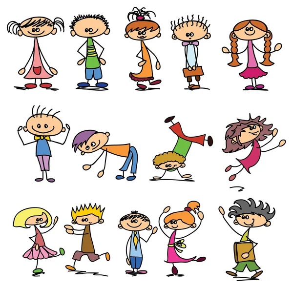 Lindos niños dibujos animados — Archivo Imágenes Vectoriales