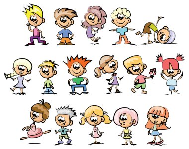 Çizgi film doodle mutlu çocuk