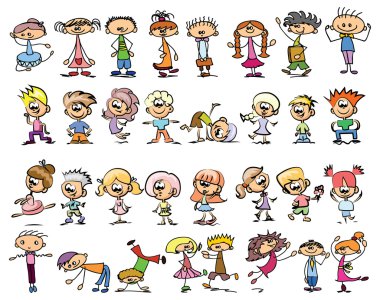 Sevimli çizgi doodle kids