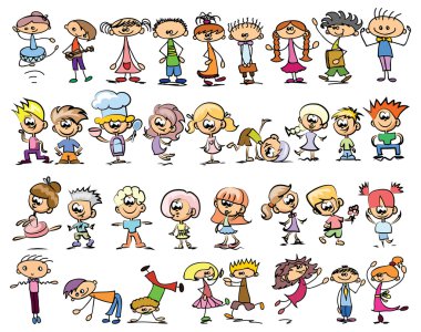 Sevimli çizgi doodle kids