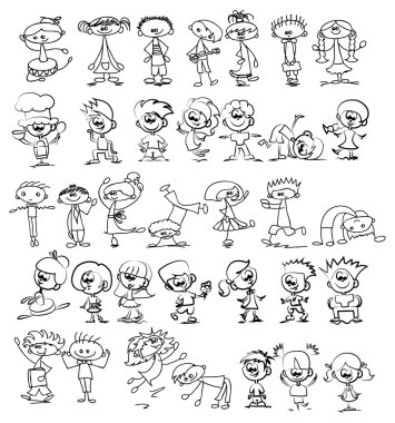 Sevimli çizgi doodle kids