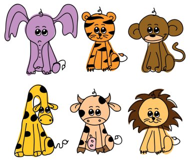 Karikatür doodle hayvanlar