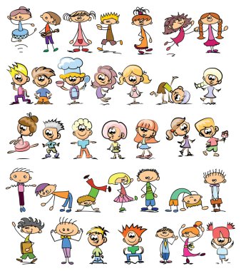 Sevimli çizgi doodle kids
