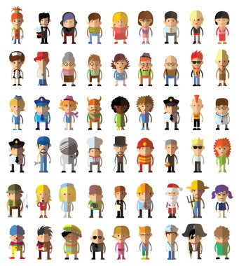 Sevimli karakter avatar simge kümesi