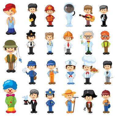 farklı mesleklerin çizgi film karakterleri