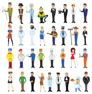farklı mesleklerin çizgi film karakterleri