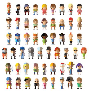 Sevimli karakter avatar simge kümesi