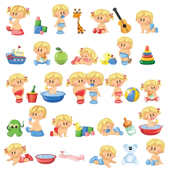 Baby boys and baby girls — Stock Vector