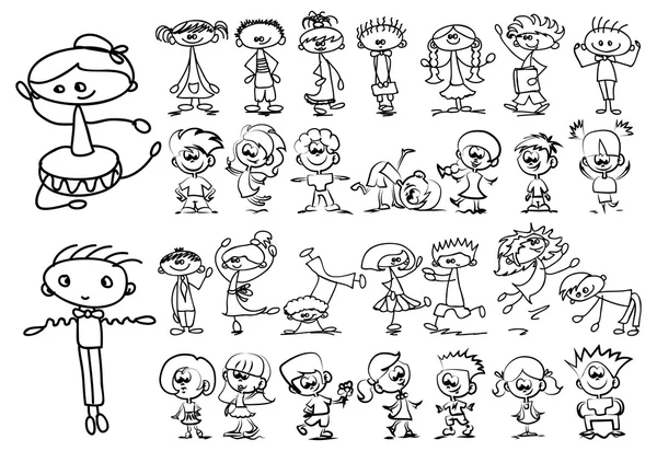 Lindos dibujos animados doodle niños — Archivo Imágenes Vectoriales