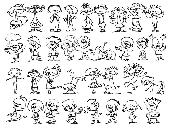 Sevimli çizgi doodle kids — Stok Vektör