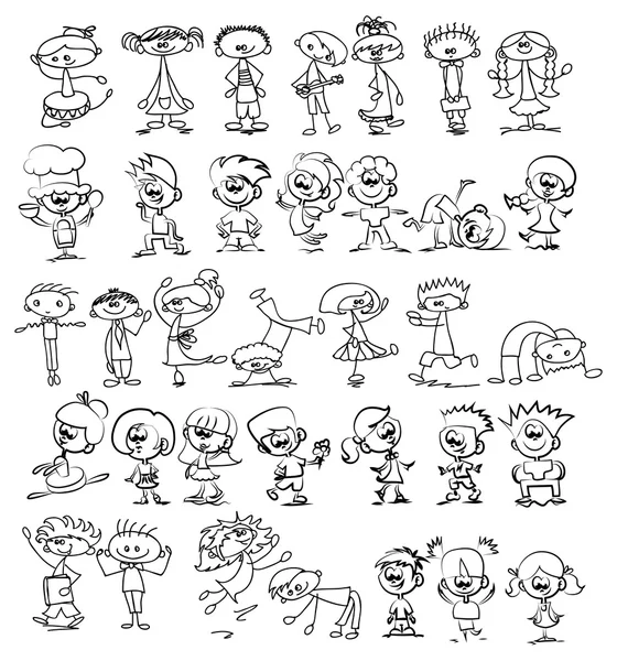 Lindos dibujos animados doodle niños — Archivo Imágenes Vectoriales