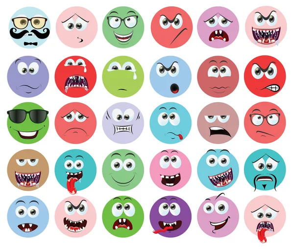 Cartoon faces with different emotions — Stock Vector