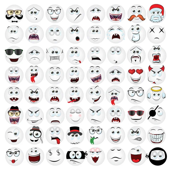 Caras de dibujos animados con diferentes emociones — Vector de stock
