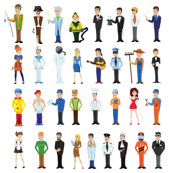 Cartoon characters of different professions — Stock Vector