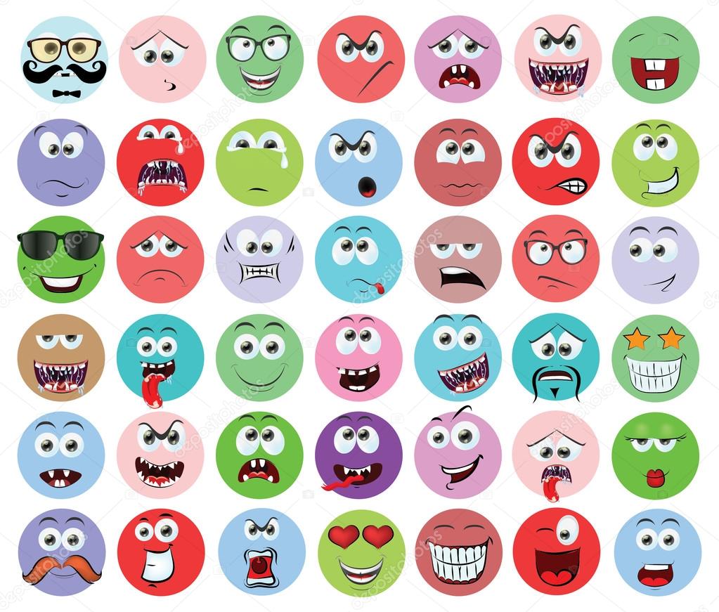 Cartoon faces with different emotions Stock Vector Image by ©virinaflora  #85311328