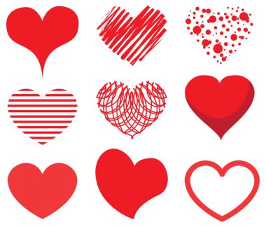 elle çizilmiş kalp seti