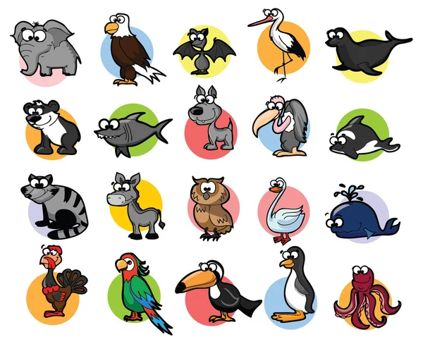 Conjunto de animales de dibujos animados lindo vector — Vector de stock