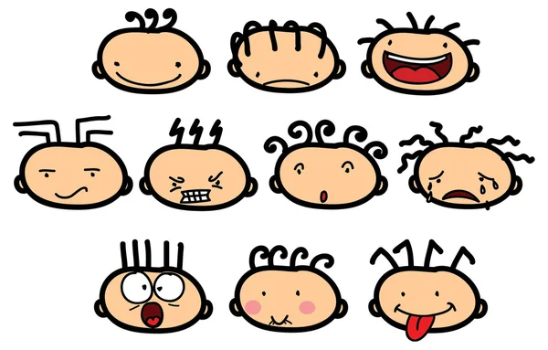 Personaje de dibujos animados con diferentes emociones — Vector de stock