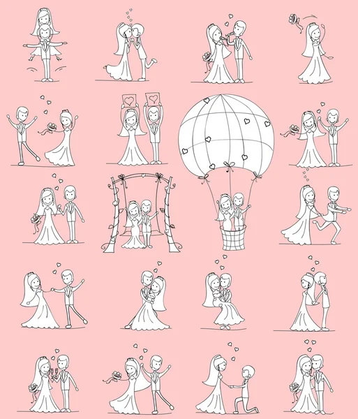 Gran conjunto de fotos de boda — Vector de stock