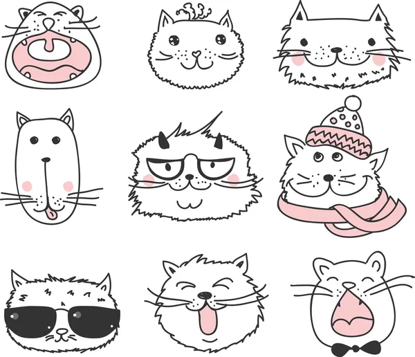 Avatare pisici drăguțe — Vector de stoc