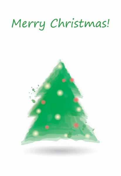 Card with cute watercolor christmas tree — 图库矢量图片